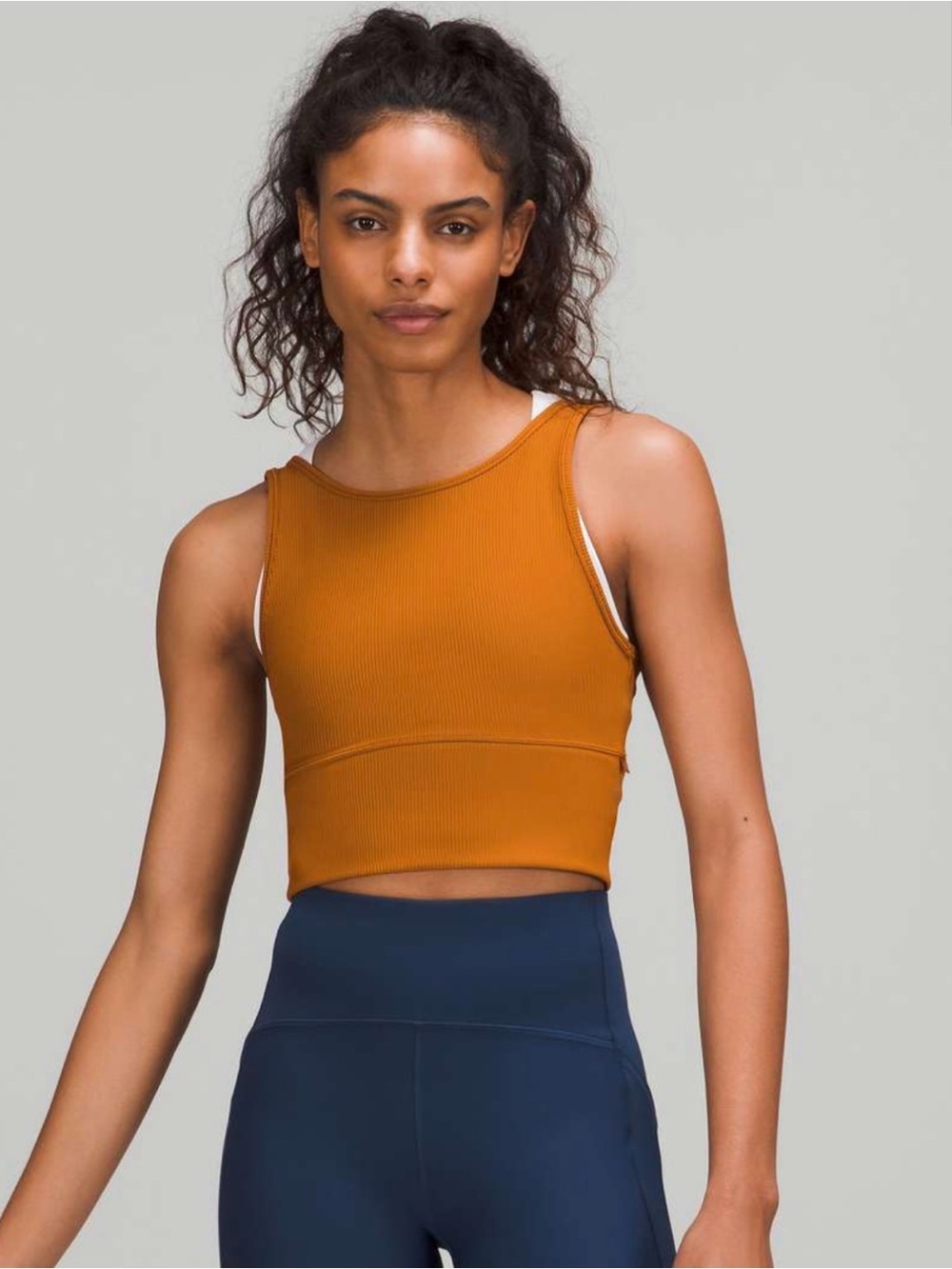 Lululemon Power Pivot Tank Top Rib Copper Butternut Brown Sz 8 Yoga Pilates - Picture 1 of 8